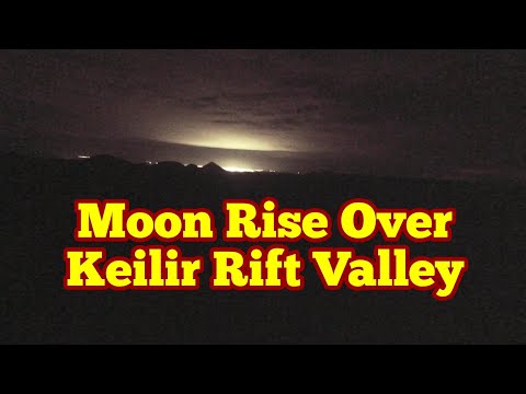 Moon Rising Over Keilir Rift Valley In Iceland Reykjanes Peninsula