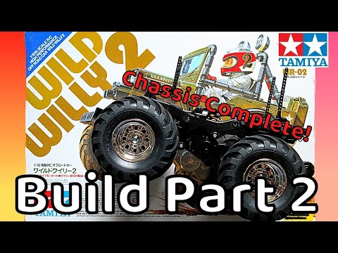 Tamiya Wild Willy 2 Build Part 2/3.WR-02 RC Kit 58242 steps 11-18 chassis complete CVA shock upgrade