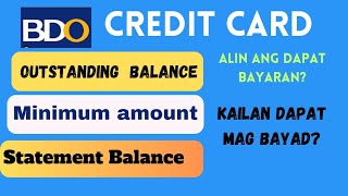 BDO Credit Card | Outstanding Balance, Minimum Amount, Statement Balance