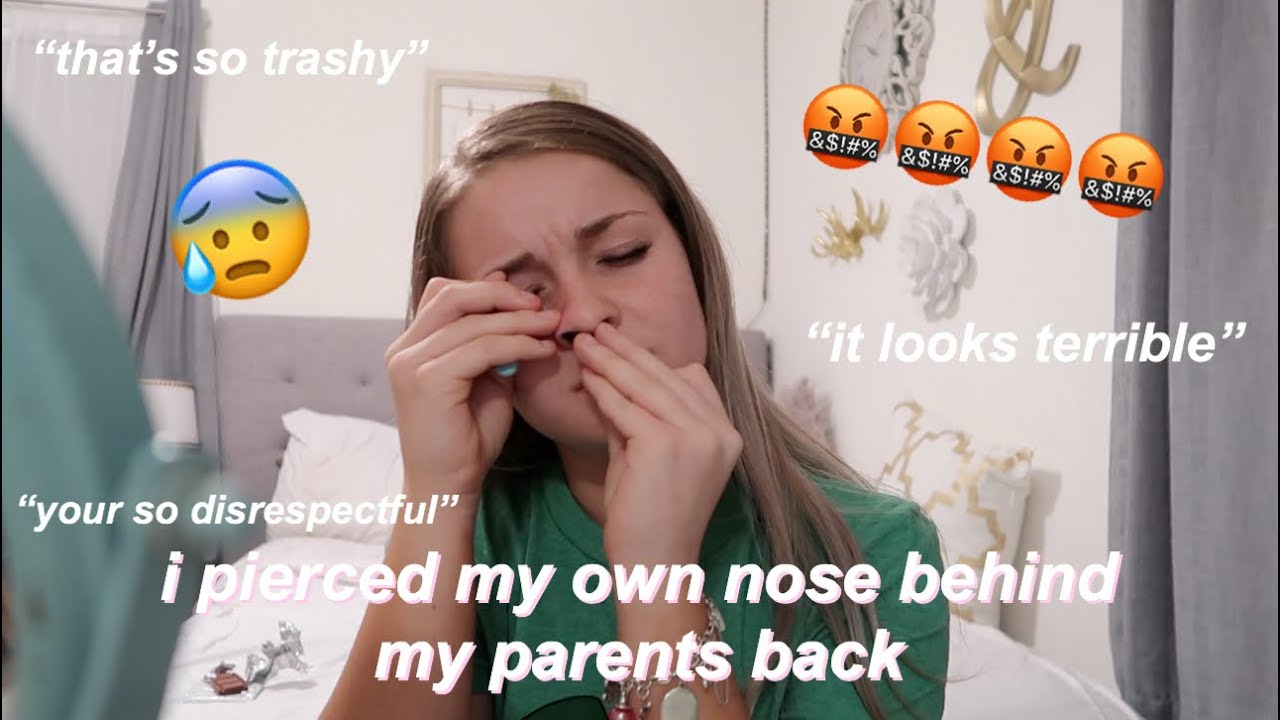 i pierced my own nose behind my parents back 😅😰 + their reaction...
