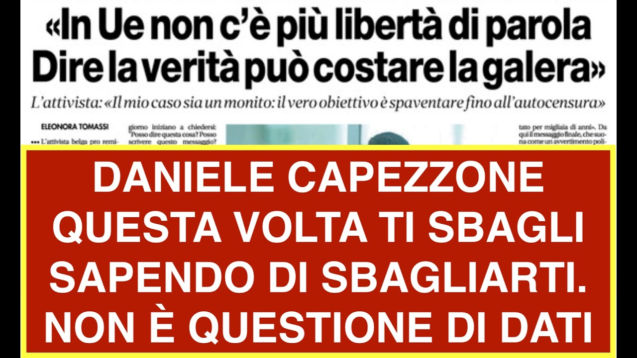 DANIELE CAPEZZONE QUESTA VOLTA TI SBAGLI SAPENDO DI SBAGLIARTI.  NON È QUESTIONE DI DATI