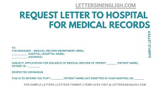 Letter to Hospital Requesting Medical Records - Sample Letter to Hospital requesting Medical Records