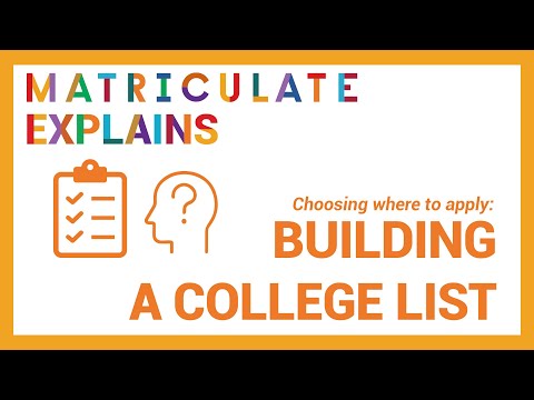 Building a College List - Where should I apply?! — Matriculate Explains