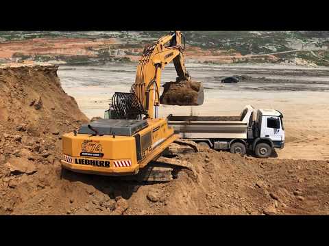 Liebherr 974 Excavator Loading Mercedes And Man Trucks - Sotiriadis Brothers