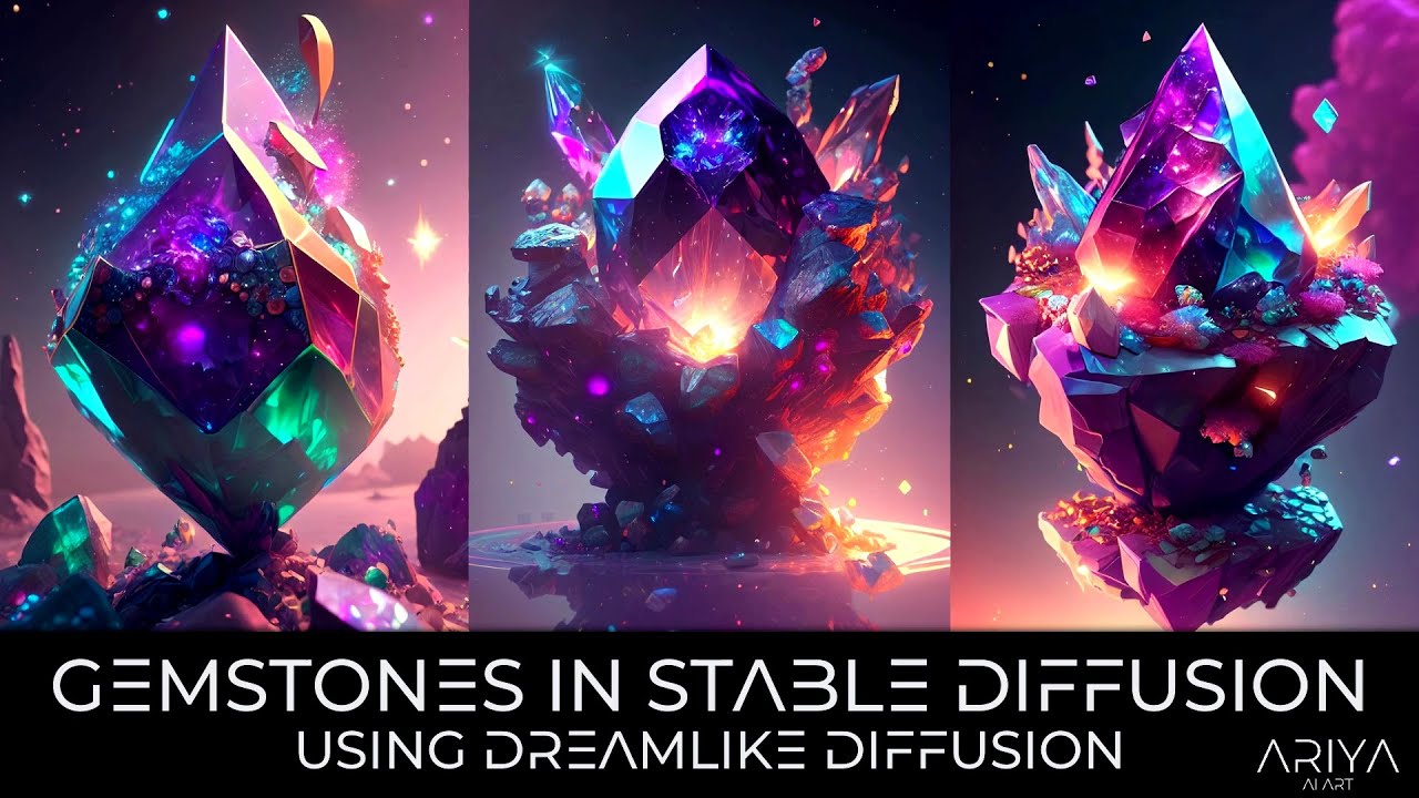 Gemstones in Stable Diffusion (using Dreamlike Diffusion) - AI Art Video