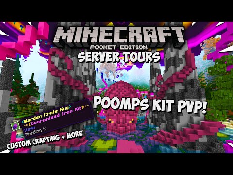 THE BEST MCPE KIT PVP REALM!  WITH CUSTOM CRAFTING & MORE! | Minecraft Bedrock Server Tour