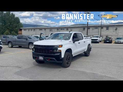 2022 Chevrolet Silverado 1500 LTD Crew Cab Short Box 4-Wheel Drive Custom Trail Boss in White for sale at Bannister Chevrolet Penticton in Penticton, BC