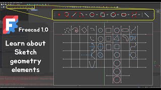 프리캐드 튜토리얼 002 - Sketcher Workbench - 스케치 도형요소 전부 그려보기!! [자막있음]