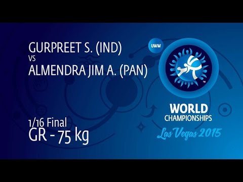1/16 GR - 75 kg: S. GURPREET (IND) df. A. ALMENDRA JIM (PAN) by TF, 10-2