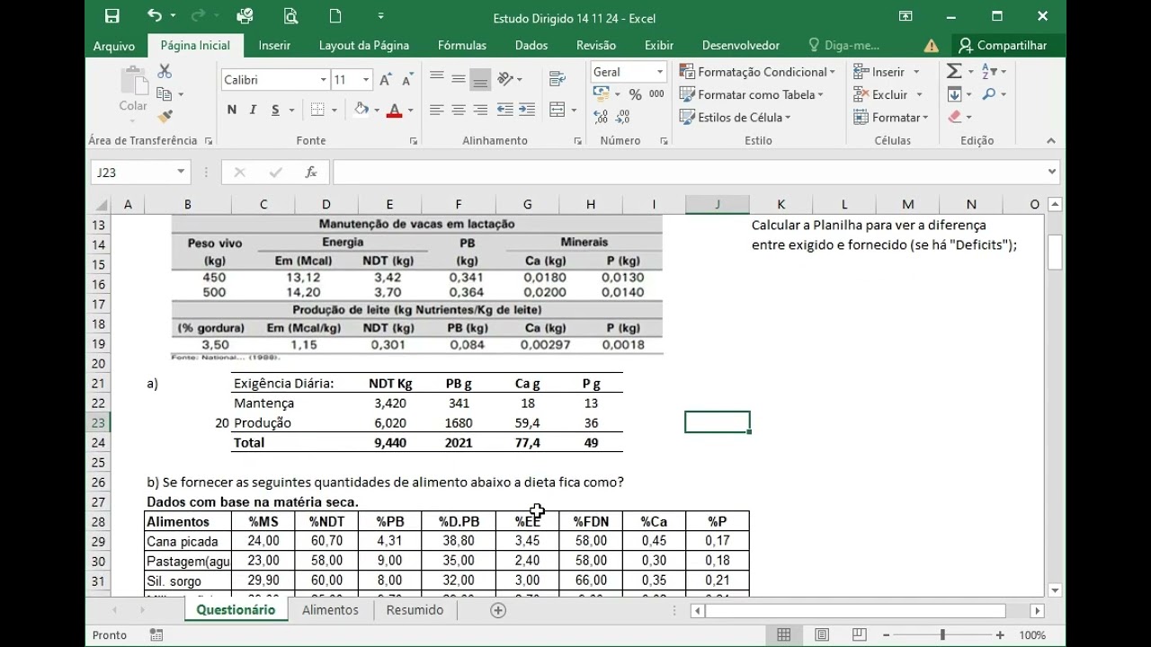 Primeira Parte Avaliação de Dietas