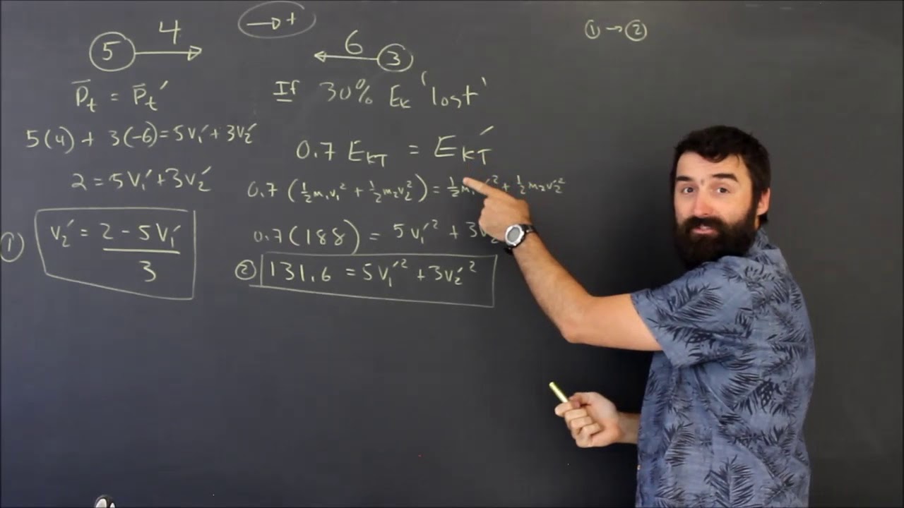 Elastic Collision Using Momentum \u0026 Energy With 30% Energy Lost