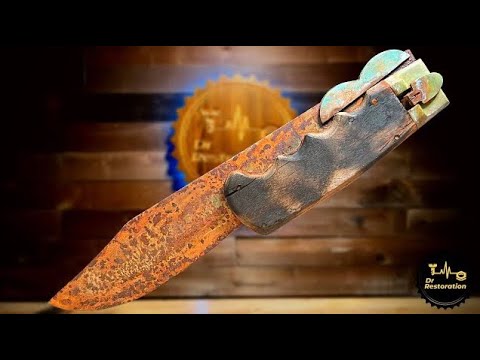 Restoration of an Old Hunting Knife! Snake Skin Handle??