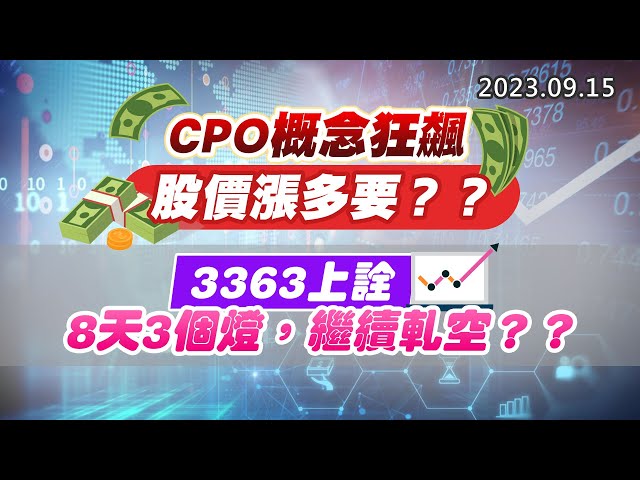 20230915《股市最錢線》#高閔漳 ” CPO概念狂飆，股價漲多要？？””3363上詮，8天3個燈，繼續軋空？？”