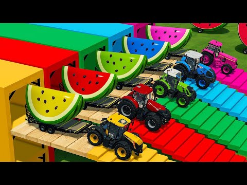 JOHN DEERE vs FENDT vs CLAAS vs CASE vs DEUTZ vs JCB TRACTORS BATTLE - Farming Simulator 22