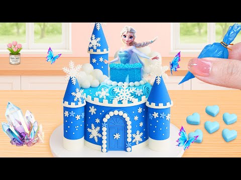 Elsa Castle Princess Cake 🏰❄️ | Frozen Snowflake Cake Decorating Challenge | Lily Little Cake