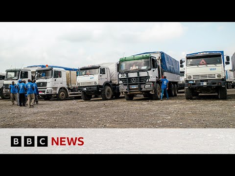 Video | Famine-hit Sudan camp gets first aid convoy in months | BBC News