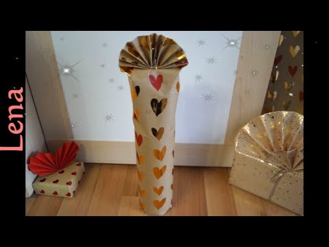 𝗞𝗿𝗲𝗮𝘁𝗶v𝗲 𝗧𝗶𝗽𝗽𝘀 v𝗼𝗻 𝗟𝗲𝗻𝗮 🎁 Flasche als Geschenke einpacken mit Fächer - Bottle wrapping with fan top