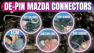 Connectors Pin Removal on Mazda Engine | ECM, Ignition Coil, Cam Sensor, MAF Sensor, VVT Solenoid
