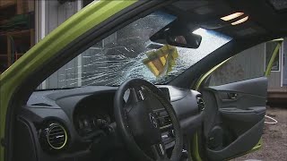 VIDEO: Metal pierces windshields of two cars