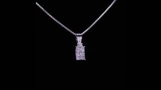 14k White Gold Princess Cut Invisible Set Diamond Pendant TDW = 1.00 ct