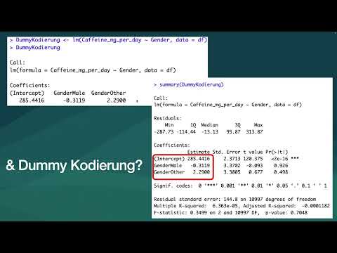 RStudio erklärt - Lineare Regression mit Dummy-Kodierung, Outputs interpretieren, Regressions Output