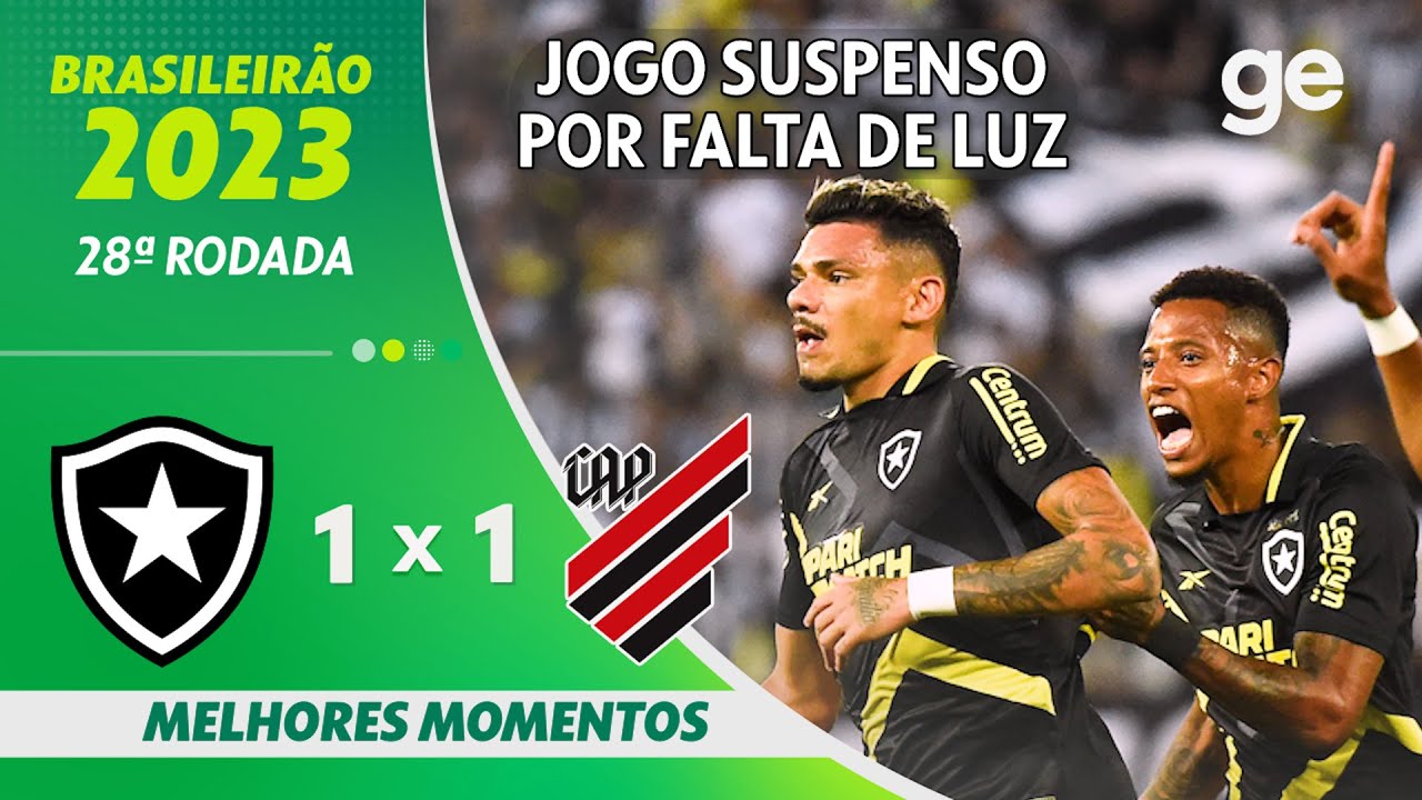 VÍDEO | Gols e melhores momentos do primeiro tempo de Botafogo x Athletico-PR, suspenso por falta de energia
