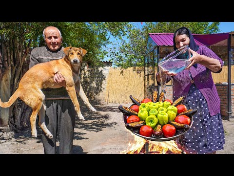 Azerbaijan! National Three Sisters Dolma Recipe in the Village â™§ Stuffed Vegetables â™§ Cooking Vlog