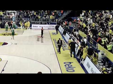 Şehmus Hazer çaldığı topu smaçla bitirince, taraftar ve bench coşkuyla ayaklanır