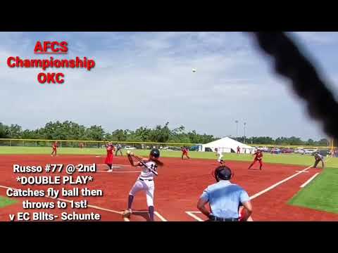 G Russo #77 @2nd *DOUBLE PLAY* Caught fly ball then out at 1st- AFCS Championships OKC vs EC Bullets