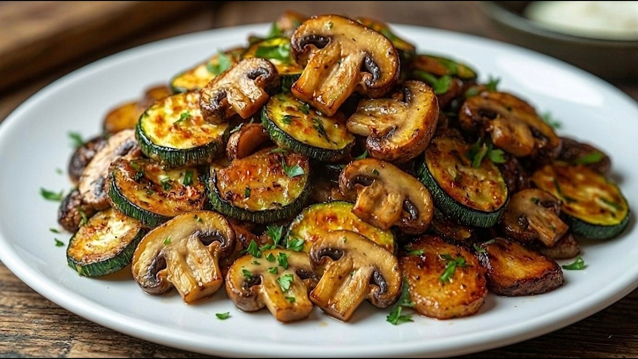 Das Rezept, über das alle reden! Die besten gebratenen Champignons mit Knoblauch und Zucchini.