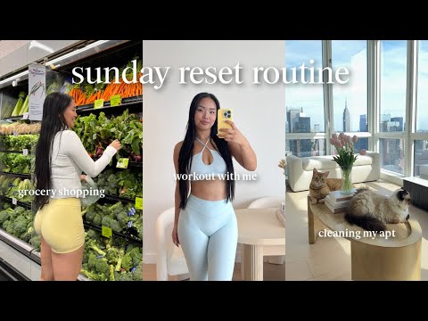 weekly reset routine 🌱 cleaning my apartment, grocery shopping, + how I prep for my week
