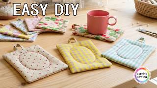 [DIY] How to Sew a Easy Mug Rug | Fabric Coaster Sewing Tutorial ☕