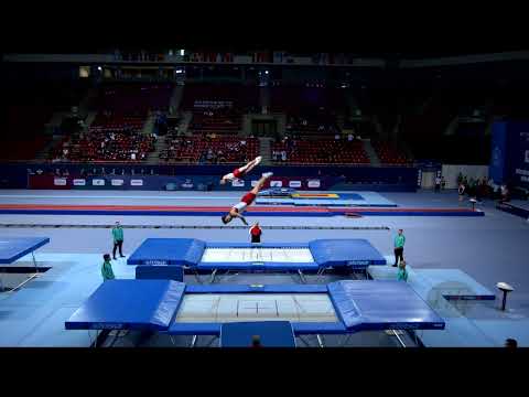 Denmark 2 (DEN) M - 2022 Trampoline Worlds, Sofia (BUL) - Q Synchro Exercise 2
