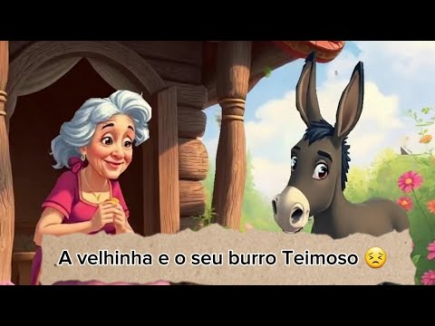 A velhinha e o seu burro Teimoso/o burro/história/desenho/fábula