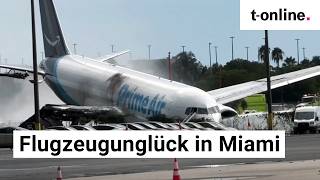 Amazon-Flieger schießt über Landebahn hinaus