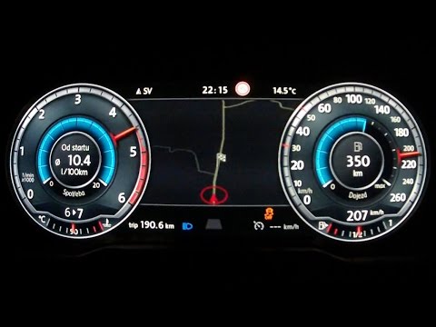 New VW Passat B8 2015 2,0 BiTDI - acceleration 0-210 km/h, digital dashboard