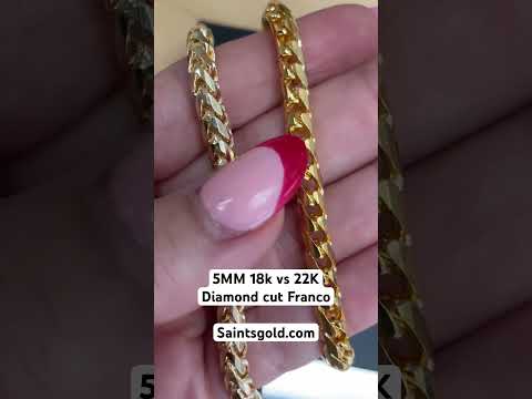 5MM 18K vs 22k gold Franco bracelet #saintsgold #22k #jewelry #jewellery