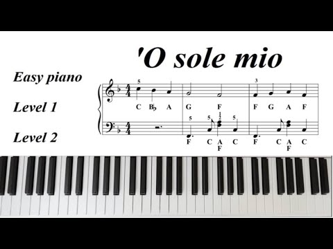O sole mio (F major) Easy piano Tutorial + Sheet Music ... - YouTube