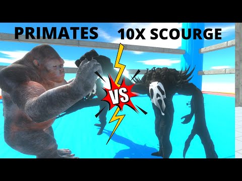 SCOURGE CHALLENGES PRIMATES ARMY  HOW MANY PRIMATES TO DEFEAT HIM ? ANIMAL REVOLT BATTLE SIMULATOR