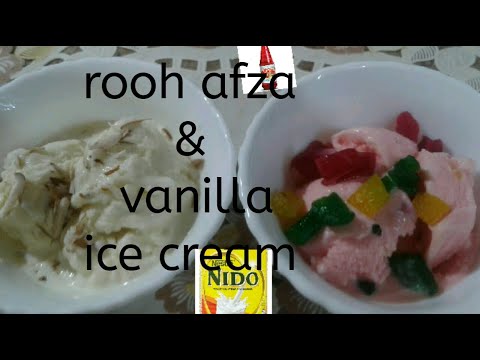 Rooh Afza and vanilla ice cream recipe| homemade ice cream with only 3 ingredients by sabeen rathore