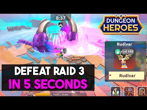 Dungeon Heroes - Defeat Charybdis, Marthuun in 3 Seconds with Rudivar pet - Roblox game play