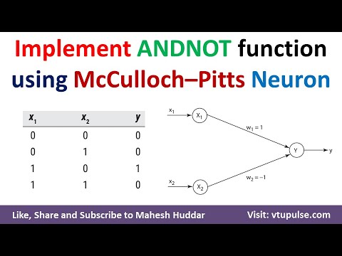 5. Implement ANDNOT function using McCulloch–Pitts  neuron | Soft Computing | ANN by Mahesh Huddar