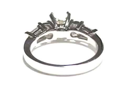 ES445 Radiant Diamond Engagement Ring with round and baguette diamonds setting