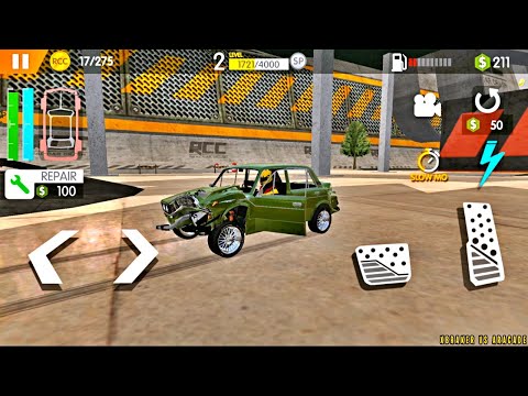 Real Car Crash #2 - New Green Car Unlocked - Car Crash Test Driving - Android Gameplay FHD