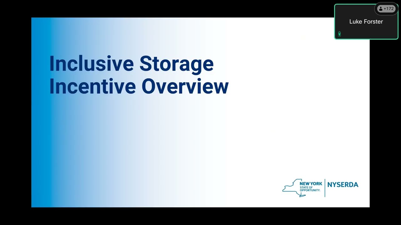 NYSERDA Inclusive Storage Incentives (ISI) Launch: Stakeholder Overview Webinar