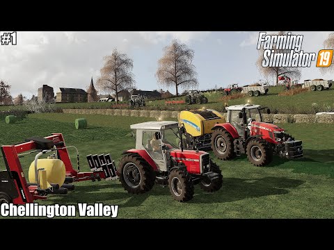 🇬🇧 Mowing & Baling alfalfa, Spreading manure, plowing│Chellington valley│FS 19│Timelapse 1