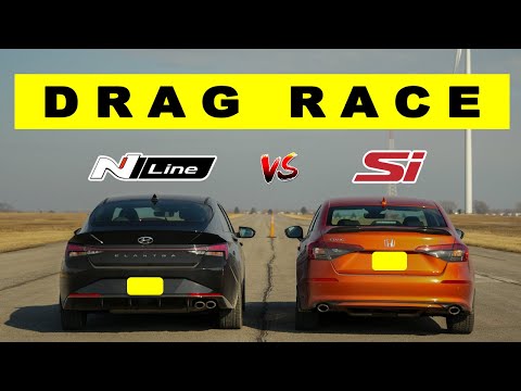 2022 Honda Civic Si vs Hyundai Elantra Nline, close but not close. Drag and Roll Race.