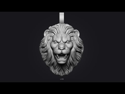lion pendent  Sculpt in ZBRUSH (  jewelery design)