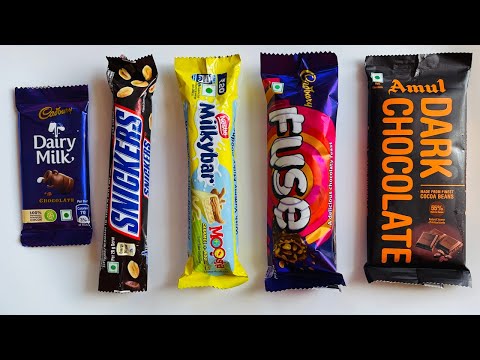 Snickers Vs Amul Dark chocolate Vs Cadbury Fuse Vs Nestle Milkybar Vs Dairymilk