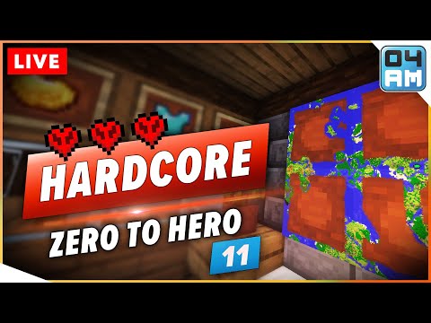 04AM - 🔴Minecraft HARDCORE - Zero To Hero #11 Uncharted Lands (Custom Biomes, Tweaks & More)